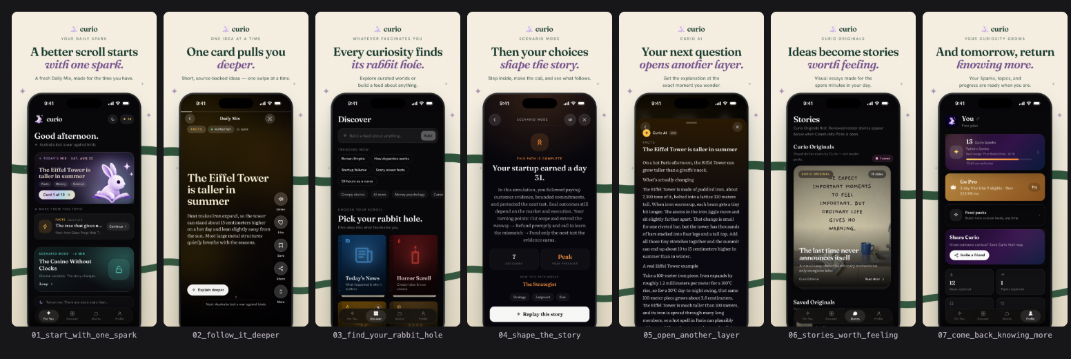 Curio live App Store listing