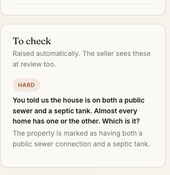 Loqol flags the sewer and septic contradiction for review