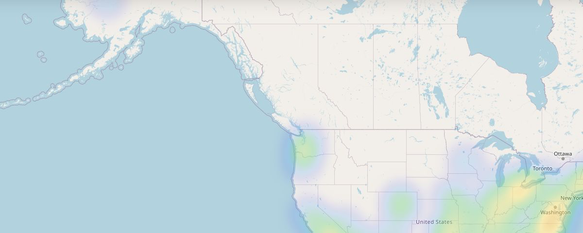 An anonymized nationwide site-intelligence map comparing expansion areas